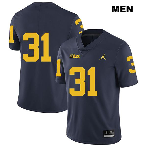 Men's NCAA Michigan Wolverines Jack Young #31 No Name Navy Jordan Brand Authentic Stitched Legend Football College Jersey JZ25G64XO